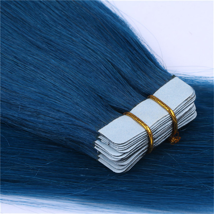 Blue color Straight Virgin human hair tape ins, all length, all color available h41